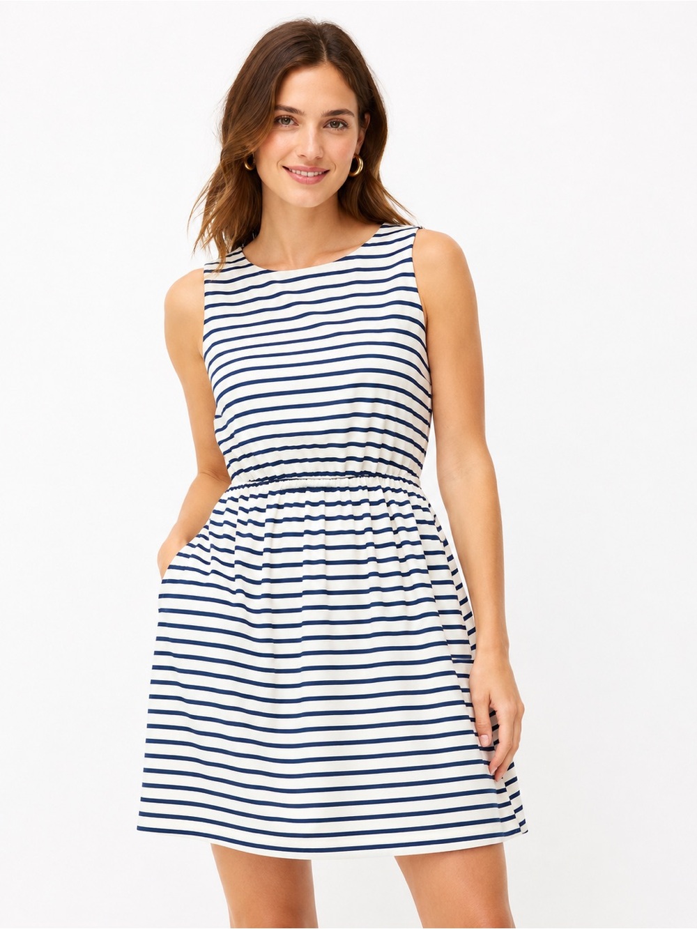 J. Crew Navy and White Striped Sleeveless Mini Dress